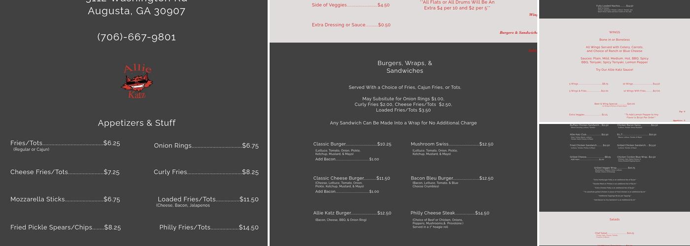 Allie Katz Bar And Grill Menu