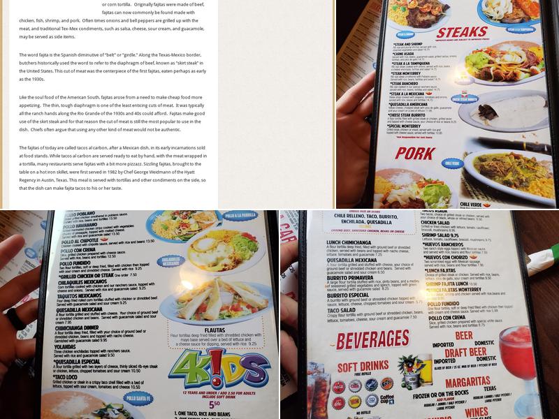 Monterrey Mexican Restaurant Menu