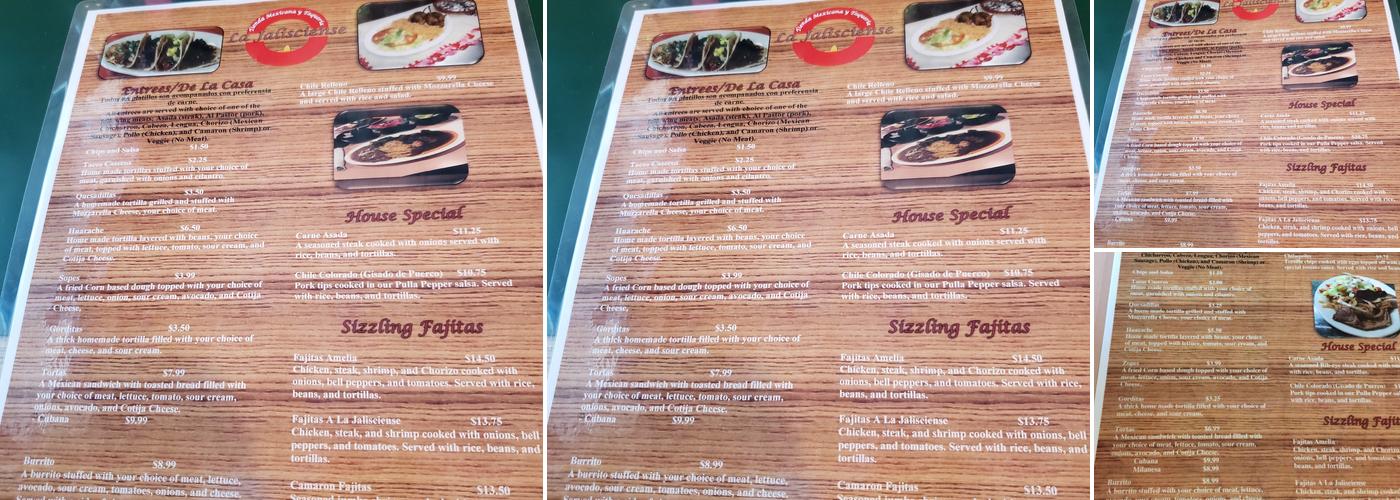 La Jalisciense Taqueria Menu
