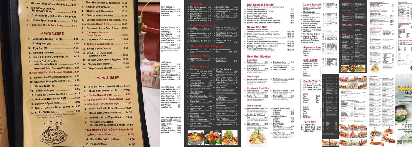 Golden Chopsticks Menu