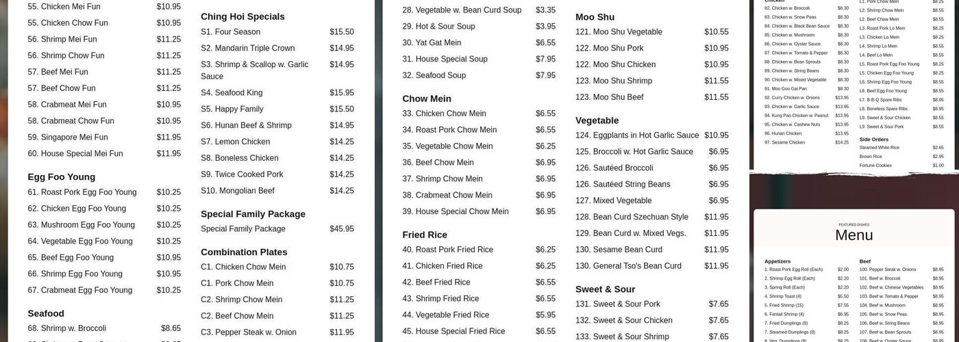 Ching Hoi Kitchen Menu