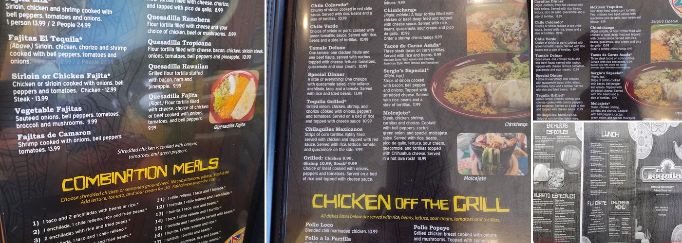 El Tequila Menu