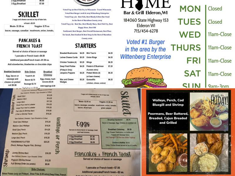 Straight Home Bar & Grill Menu