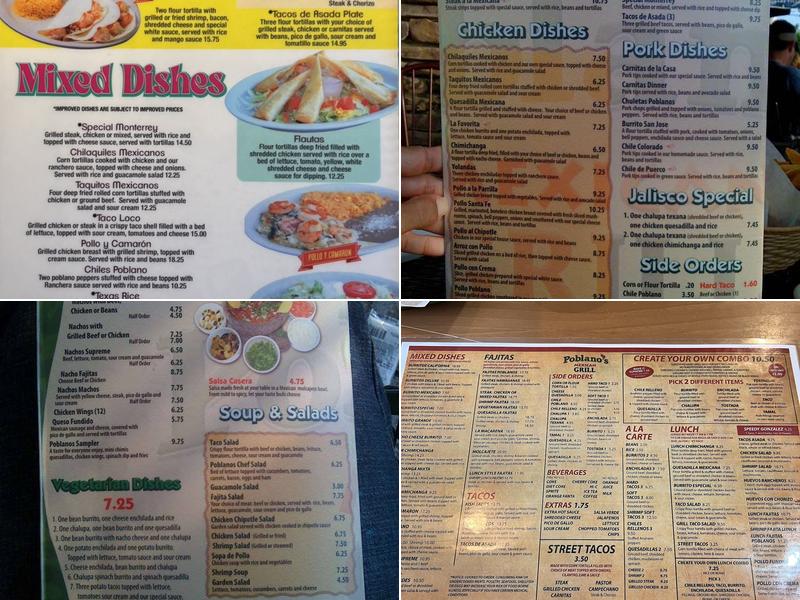 Poblanos Mexican Bar & Grill Menu