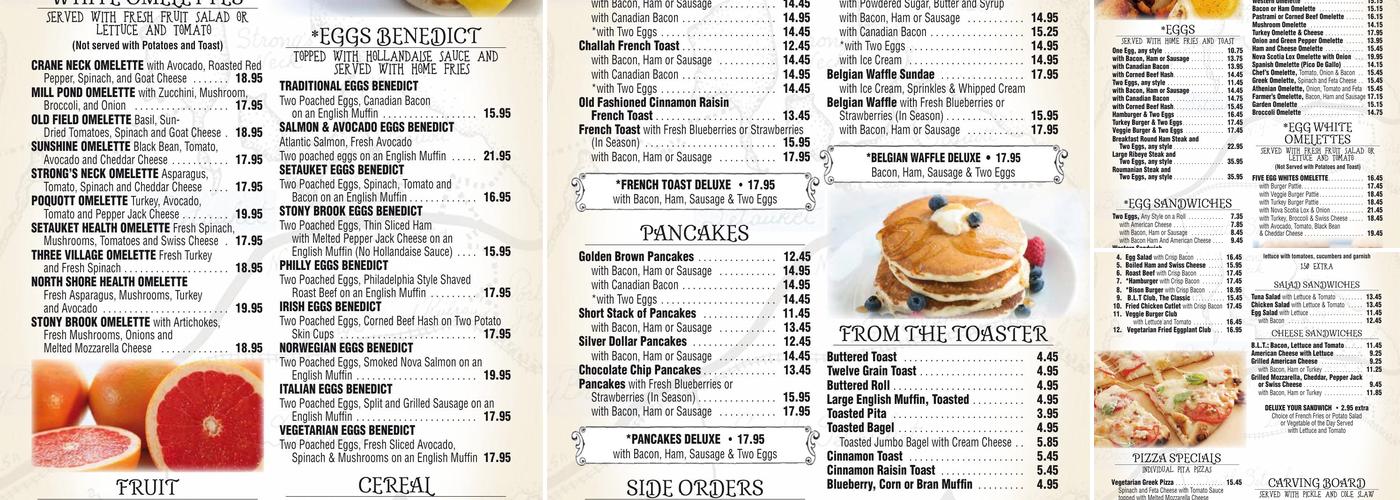 Setauket Village Diner Restaurant Menu