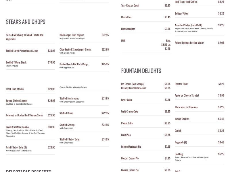 Moriches bay diner Menu