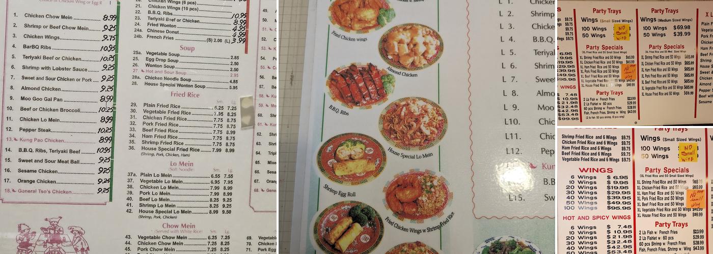 New Chan Express Chinese Rest Menu