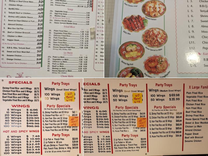 New Chan Express Chinese Rest Menu