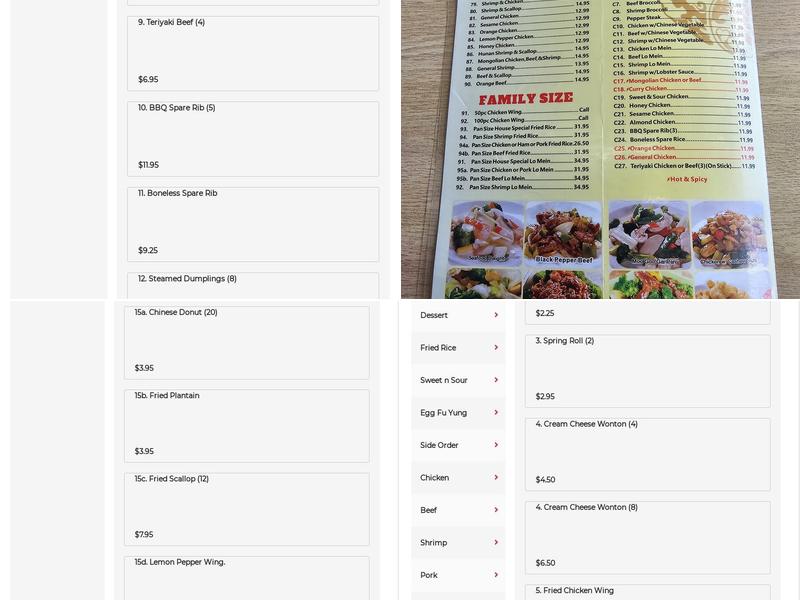 Dragon Express Menu