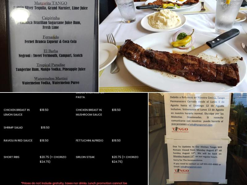 Tango Argentinian Steakhouse Menu