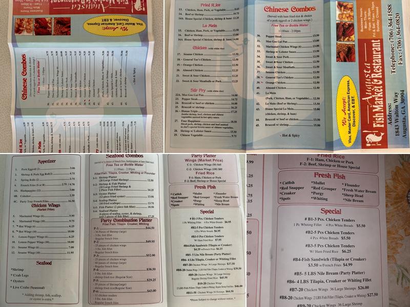 Augusta Fish Market & Restaurant Menu