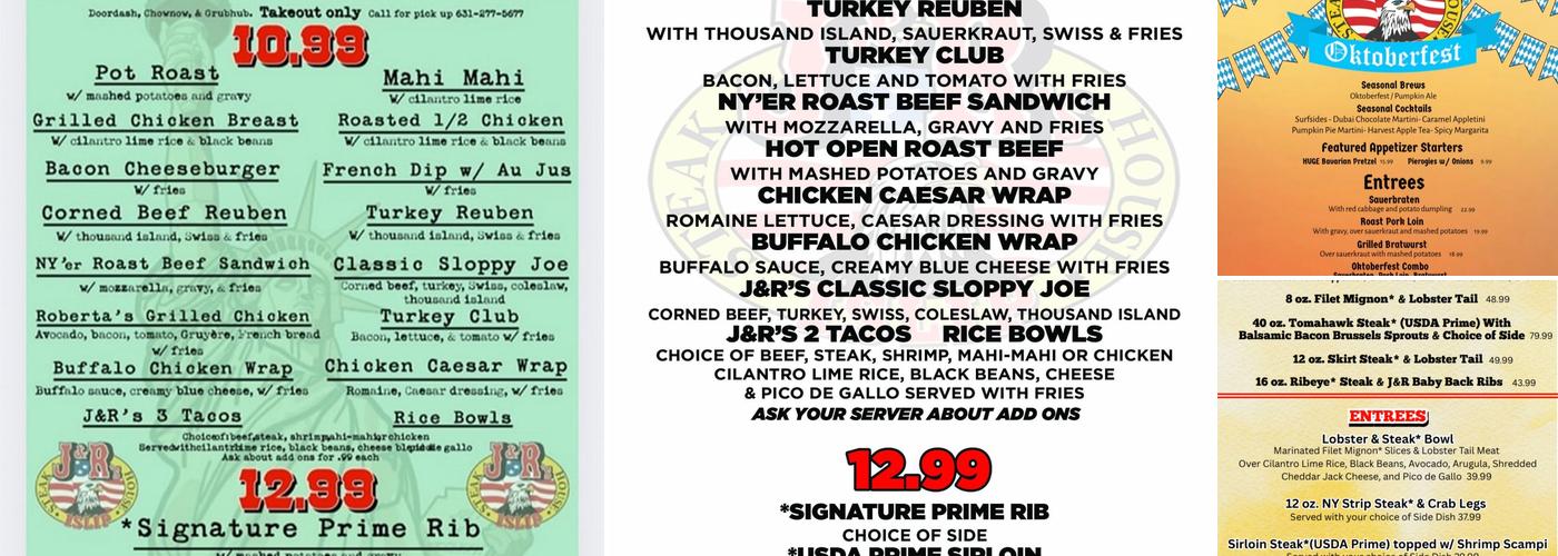 J&R's Islip Steak House Menu