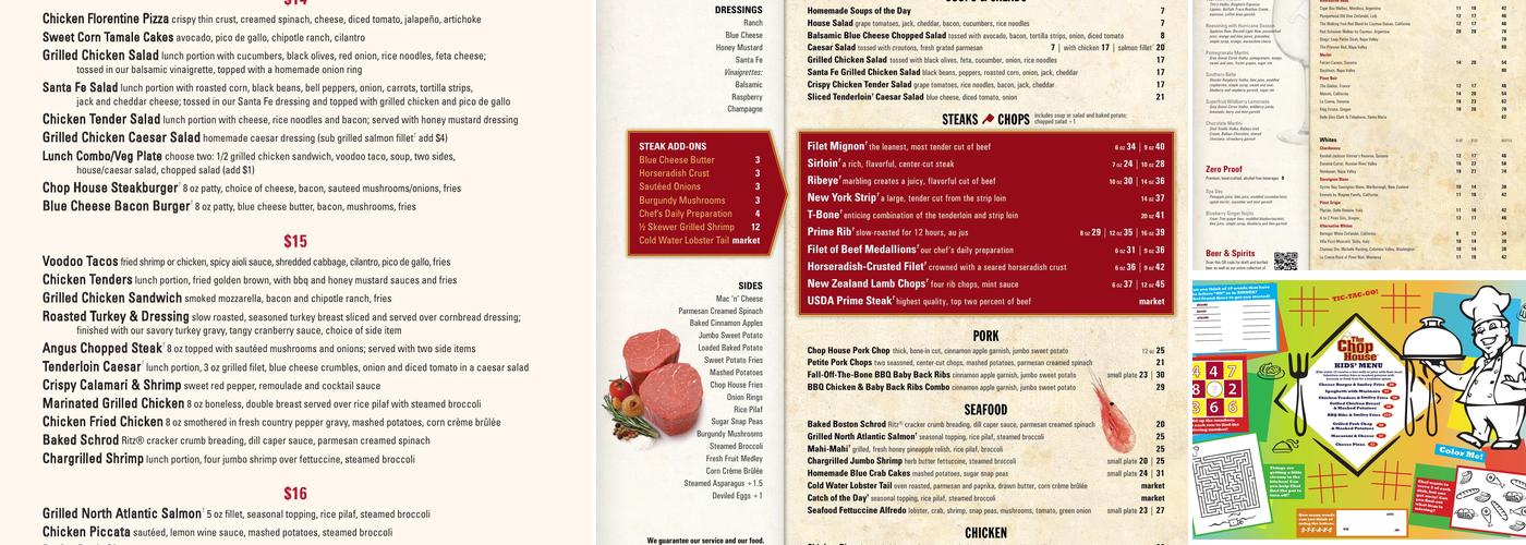 The Chop House Menu