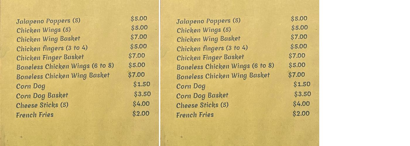 Drifter's Bar & Grill Menu