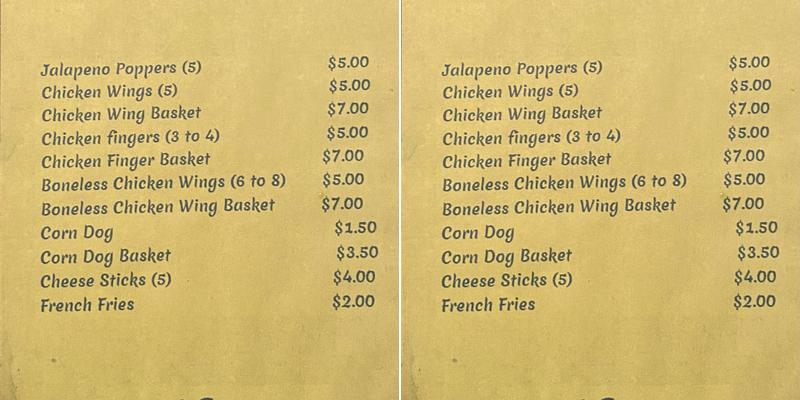 Drifter's Bar & Grill Menu