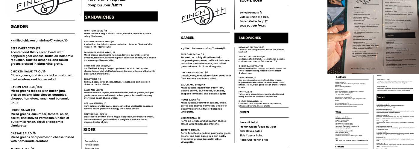 Finch & Fifth Menu