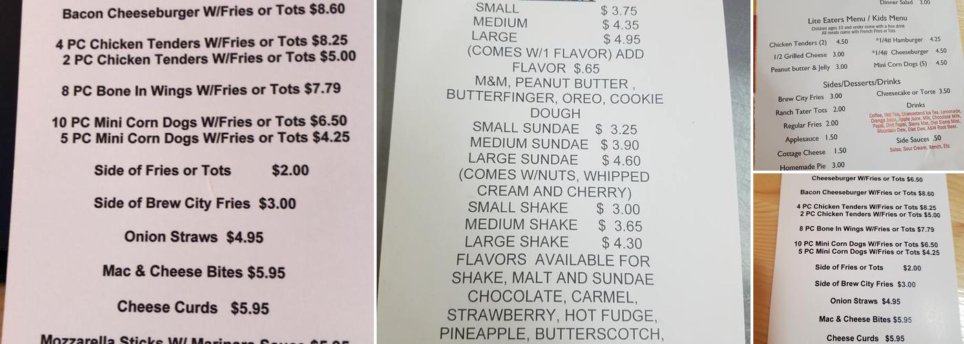 Sunshine and grzyba's Rosholt Cafe Menu