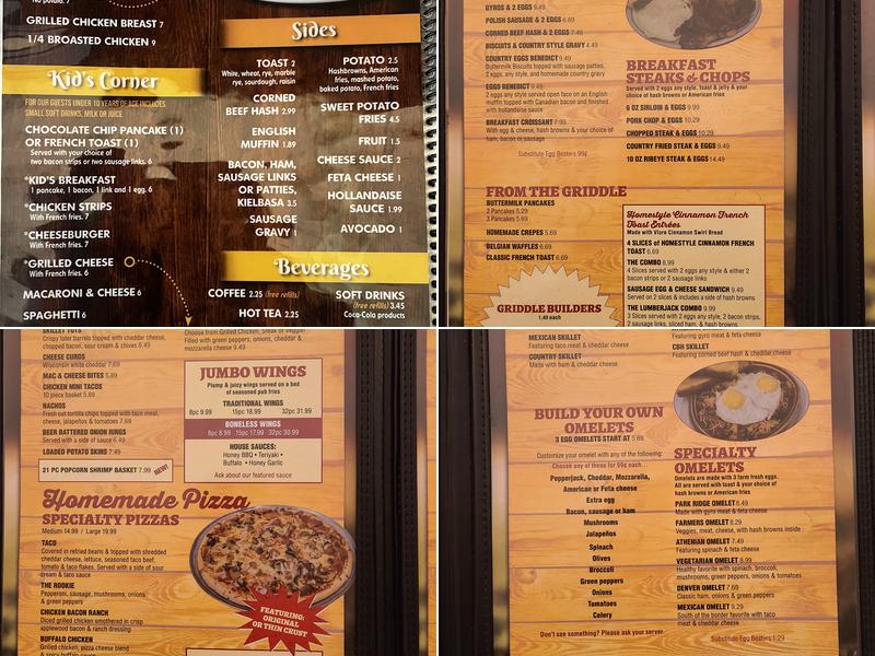 Park Ridge Cafe Menu