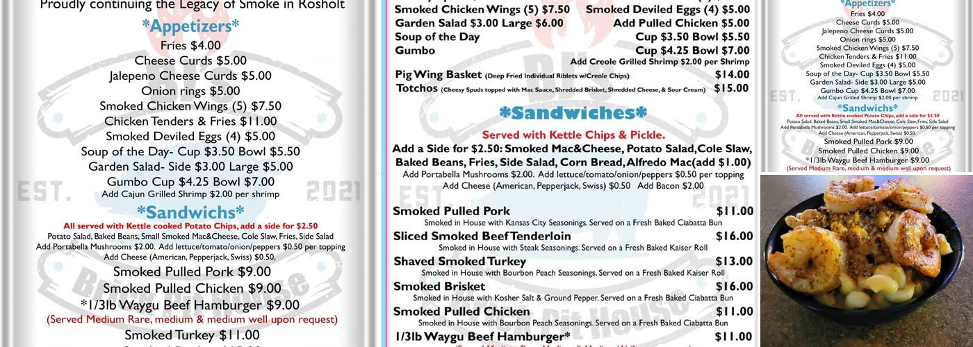 BJ's Brick Pit House Menu