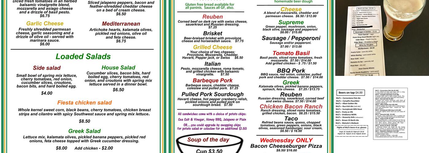McZ's Brew Pub Menu