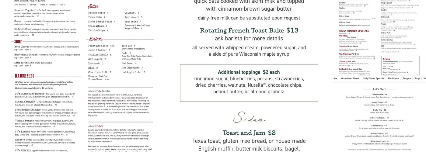 PJ's - SentryWorld Menu