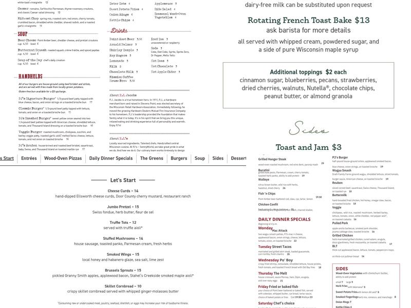 PJ's - SentryWorld Menu