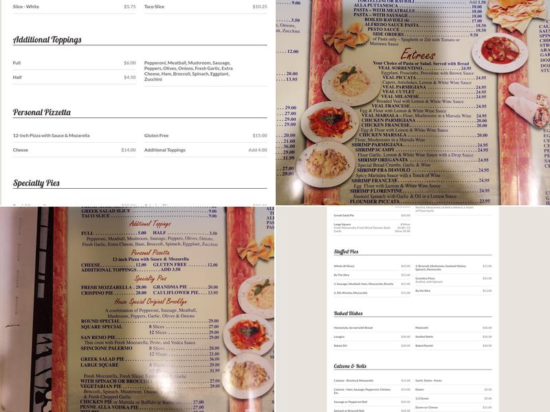 Original Brooklyn Pizzeria & Restaurant Menu