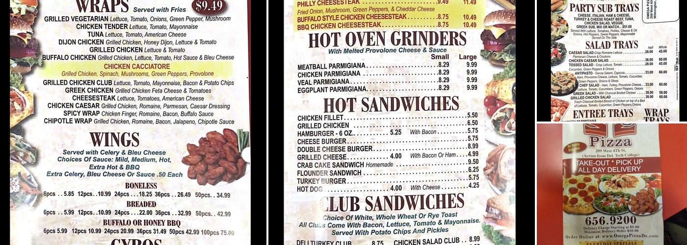Omega Pizza Menu