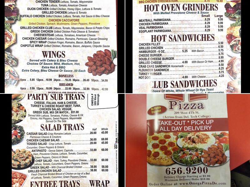 Omega Pizza Menu