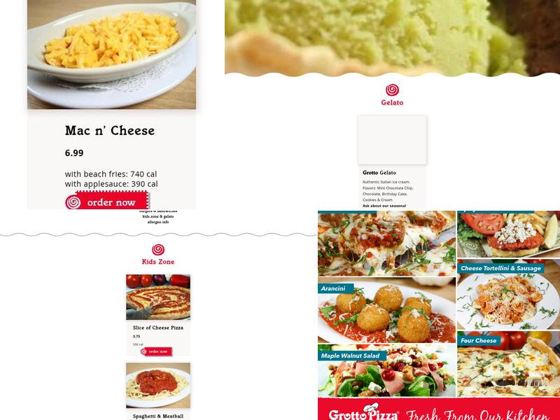 Grotto Pizza Menu