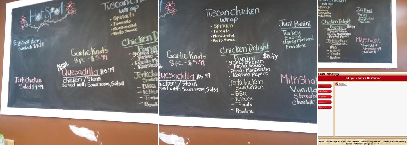 Hot Spot Pizza Menu