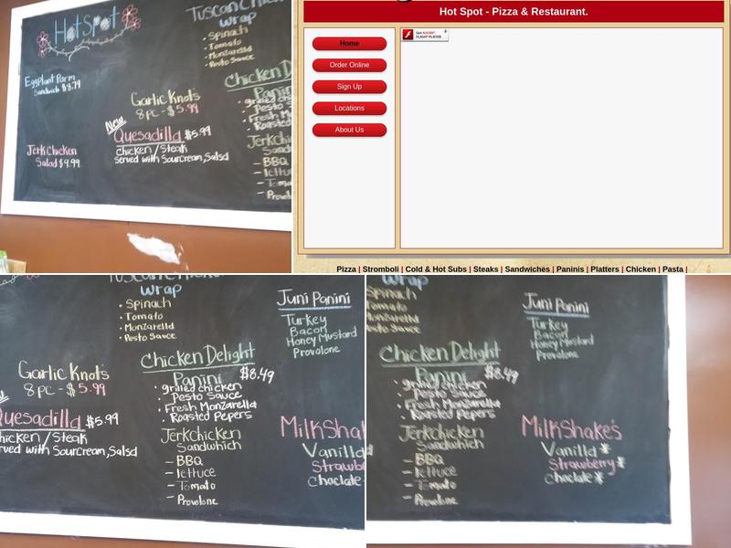 Hot Spot Pizza Menu