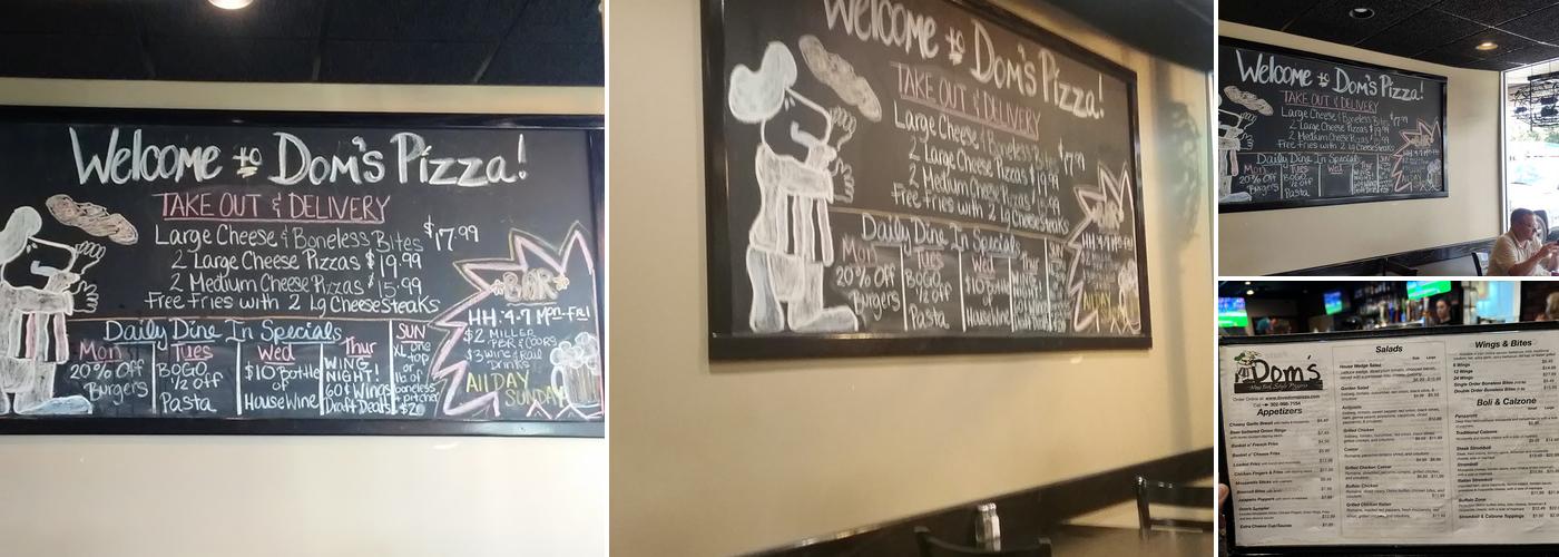 Dom's NY Style Pizzeria Menu