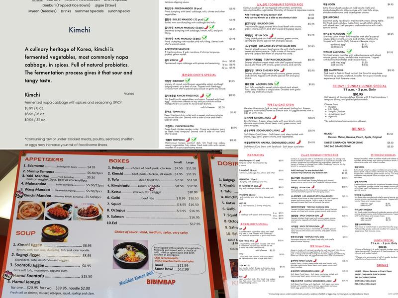 Dosirak Restaurant Menu