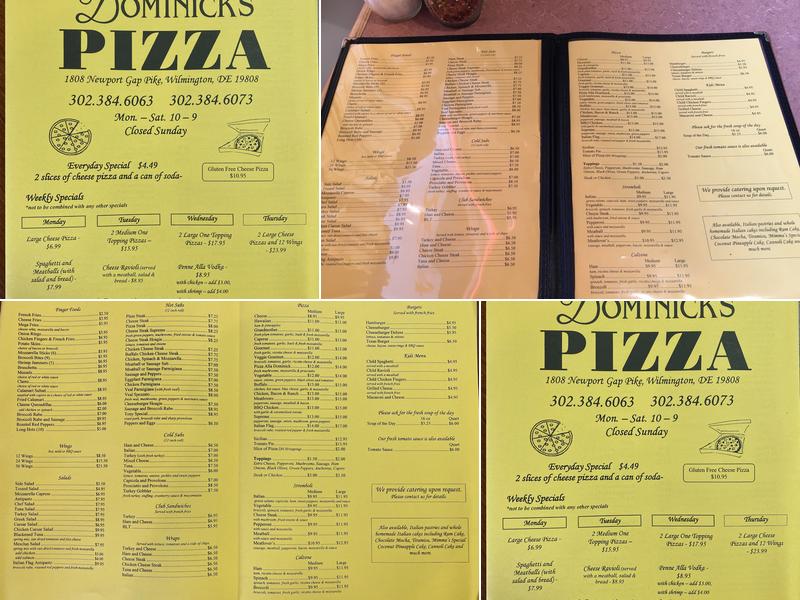 Tony and Dominick's Pizza Menu