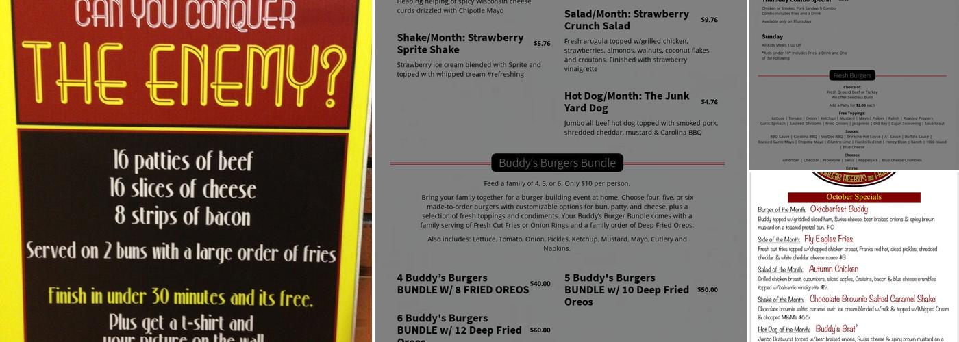 Buddy's Burgers Breast & Fries Menu