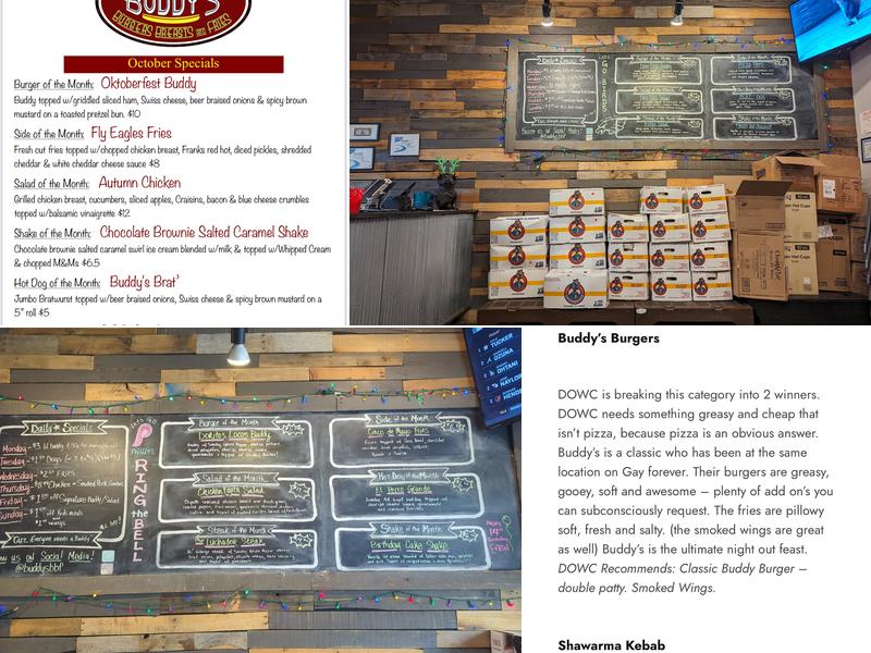 Buddy's Burgers, Breasts & Fries Menu