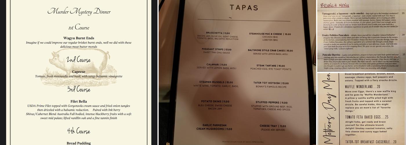 10 North Main RELOADED Menu