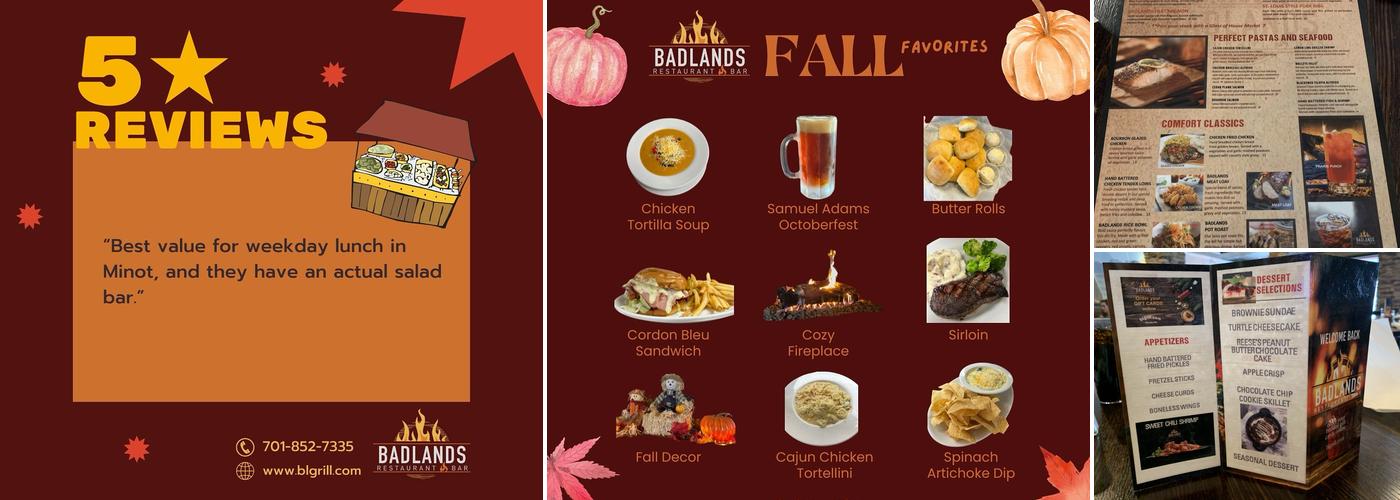 Badlands Restaurant and Bar Menu