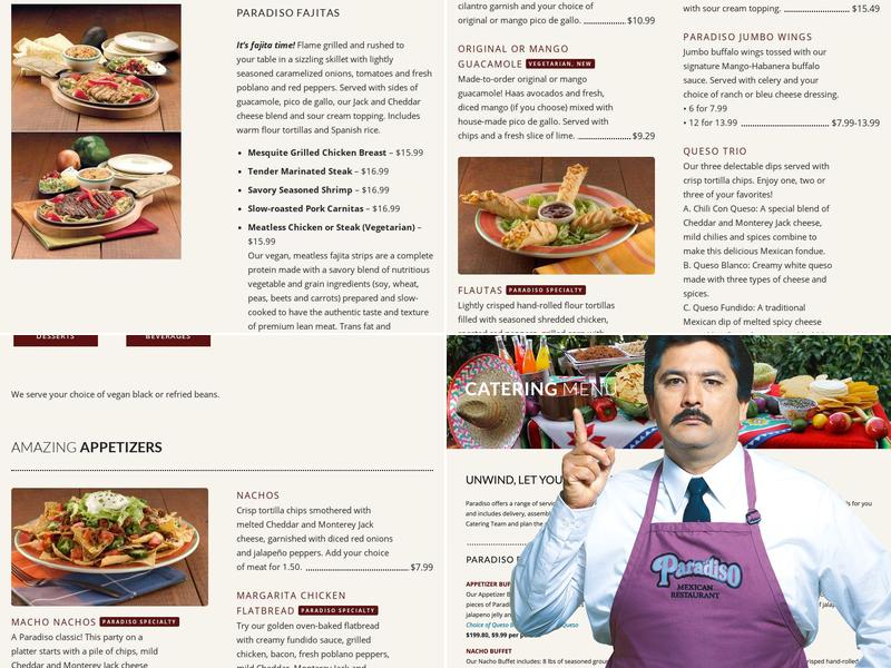 Paradiso Mexican Restaurant | Minot Menu