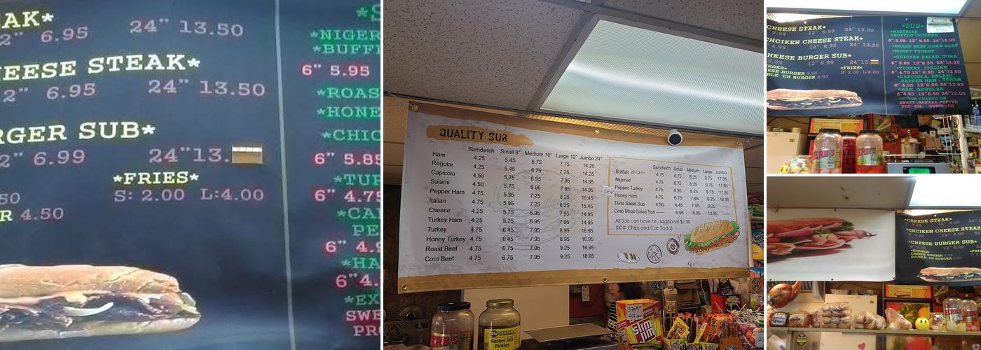 Quality Subs & Steaks Menu