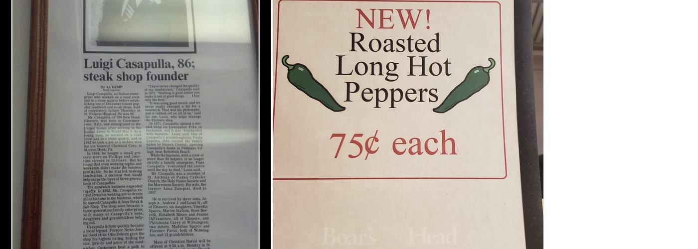 Casapulla's North Steak & Sub Menu