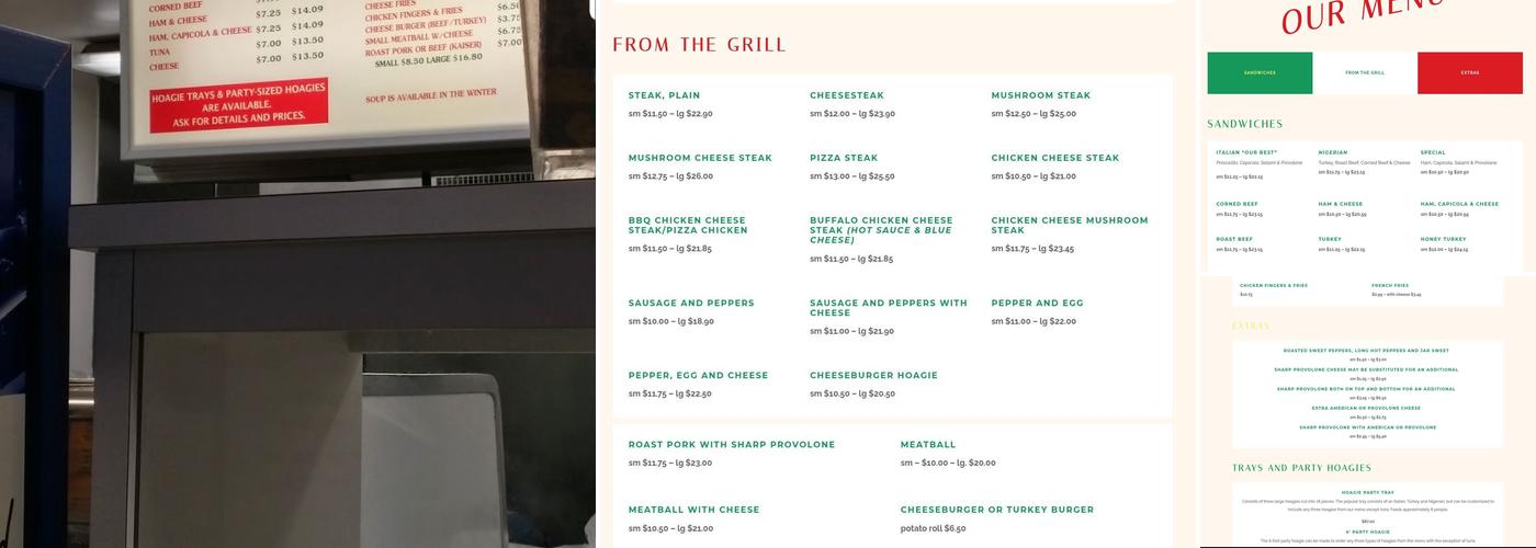 Di Costanza Sandwich Menu