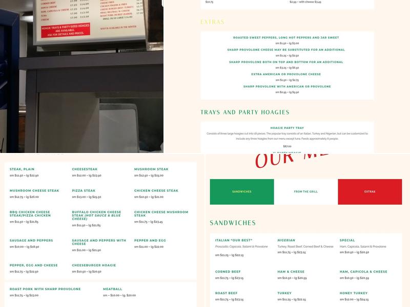 Di Costanza Sandwich Menu