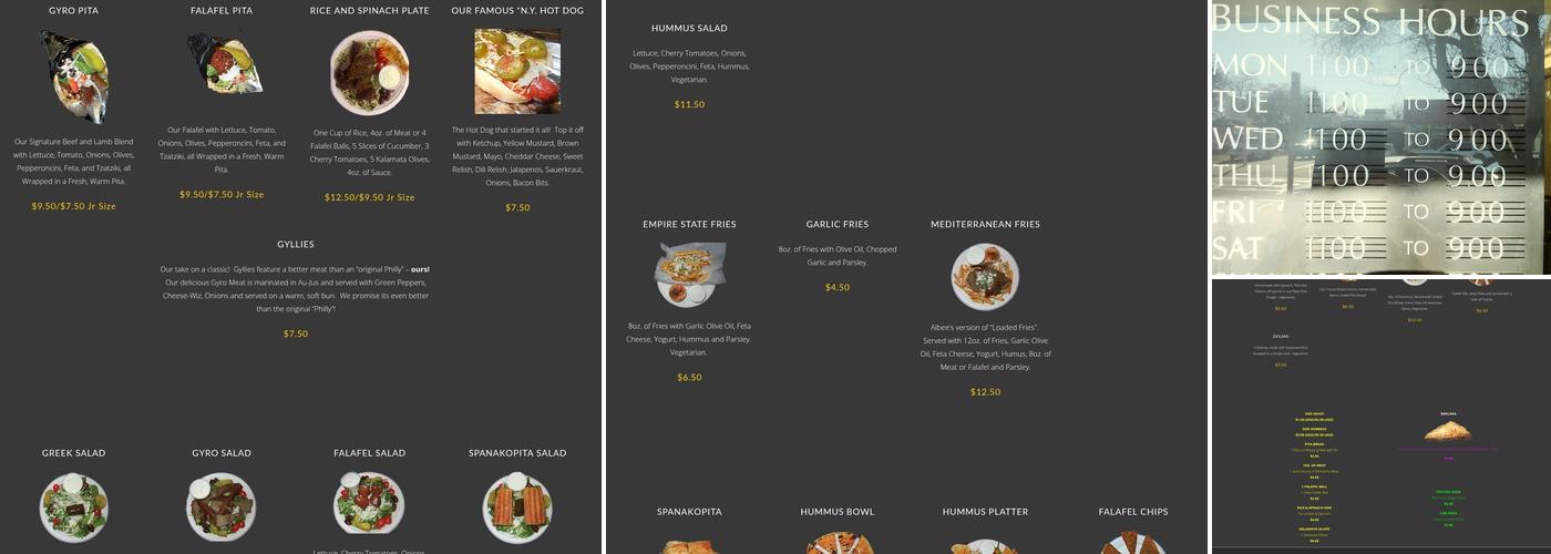 Albee's N.Y. Gyros Menu