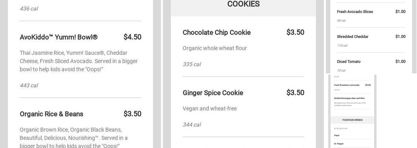 Cafe Yumm! - North Delta Center Menu