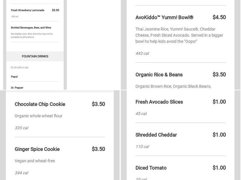 Cafe Yumm! - North Delta Center Menu