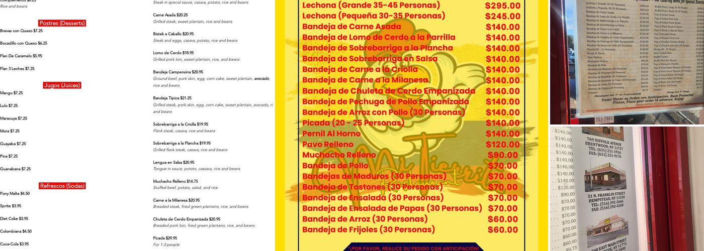 Mi Tierrita Restaurant Menu