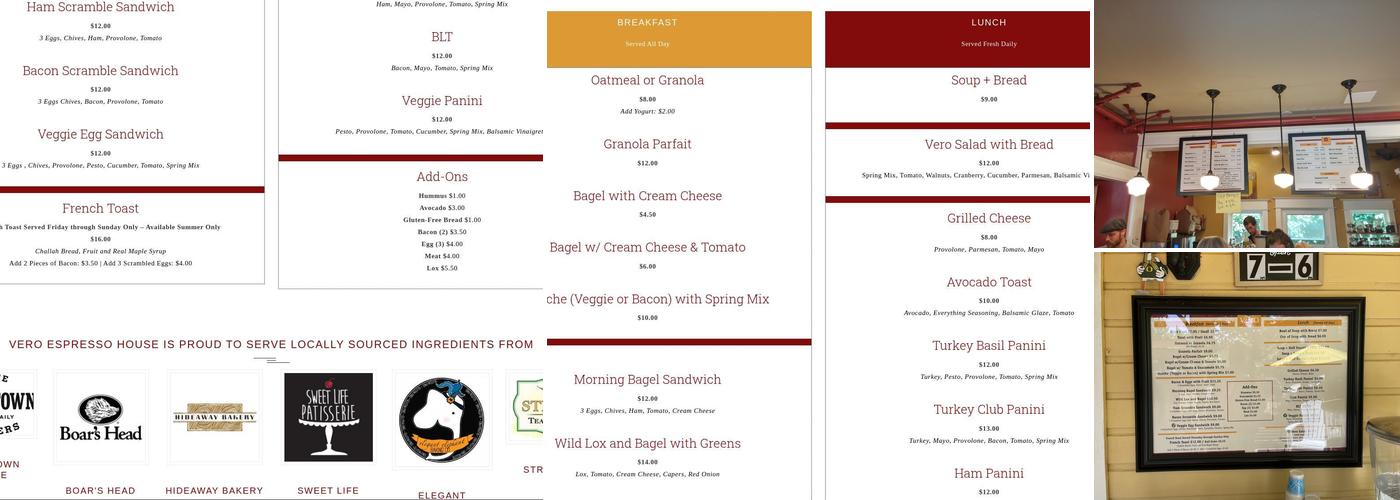 Vero Espresso Menu