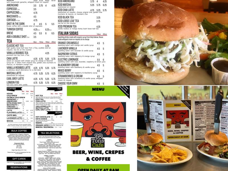 16 Tons Cafe Menu